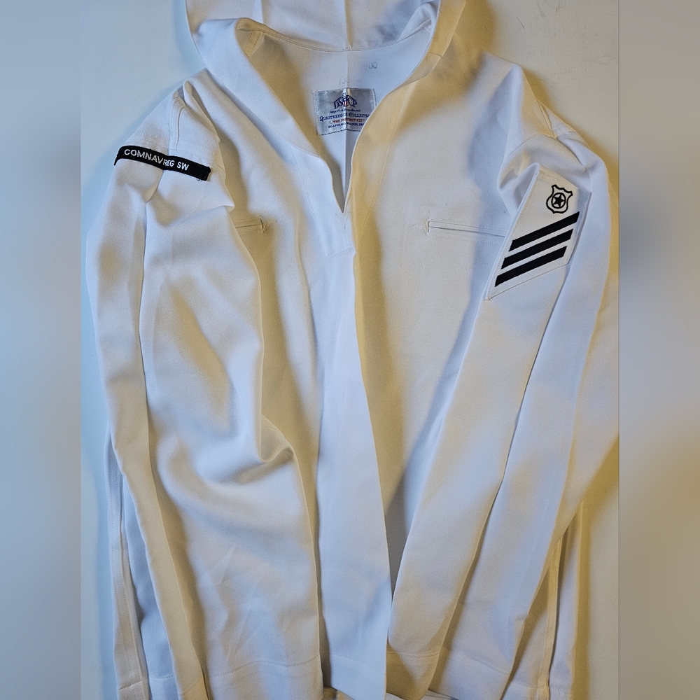Vintage Comnavreg SW US Navy Summer White Middy DSCB Sailor Shirt and Pants Set